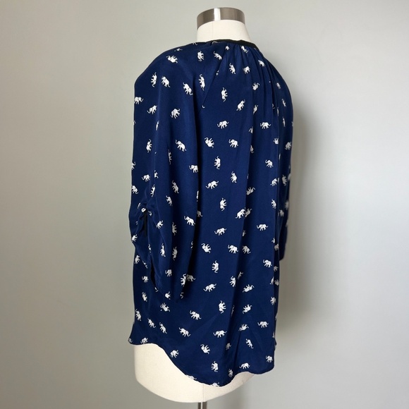 Yumi Kim Elephant Print 100% Silk Blouse Size Medium - Picture 10 of 15